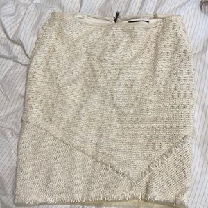 Cream colored Elie Tahari woven pencil skirt
